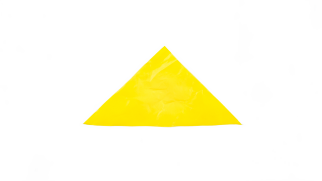 Yellow plastic in a triangle shape isolated on transparent background