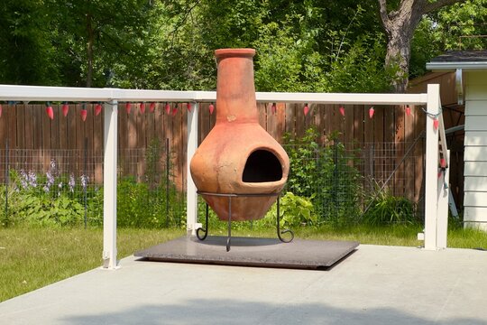 clay chiminea outdoor backyard garden