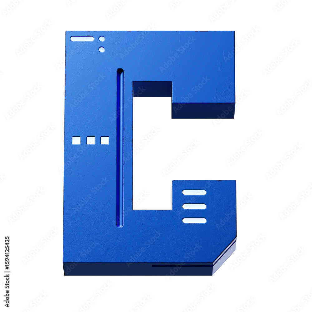 Fototapete futuristic style font concept. Numbers And Letters. 3d rendering isolated on black background