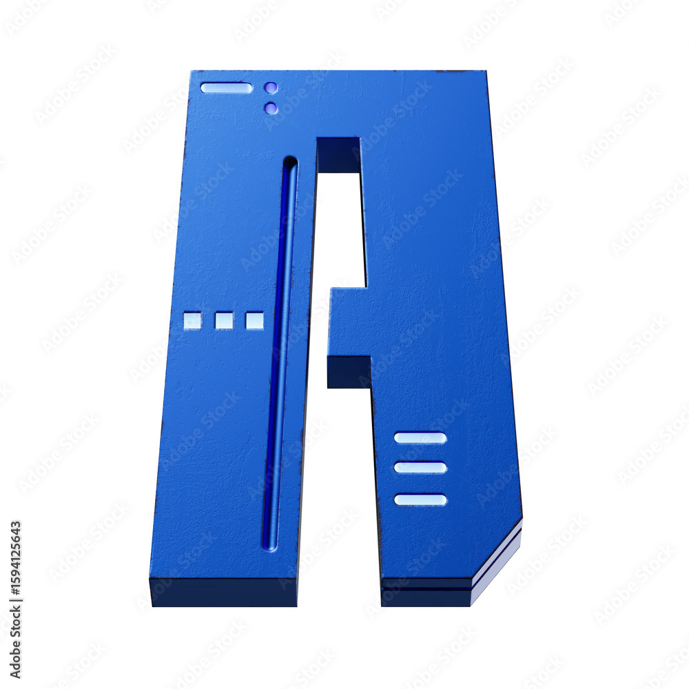 Fototapete futuristic style font concept. Numbers And Letters. 3d rendering isolated on black background