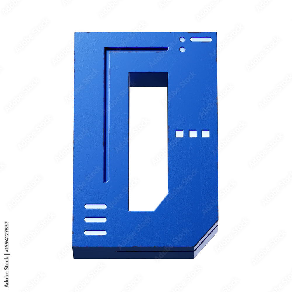 Fototapete futuristic style font concept. numbers and letters. 3d rendering isolated on black background