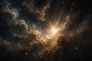 Radiant Cosmic Clouds with Dramatic Light in Stellar Background