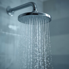 Water falls from the shower.