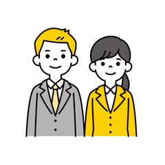 就職活動をしている若い男女の上半身イラスト素材セット＿ベクター