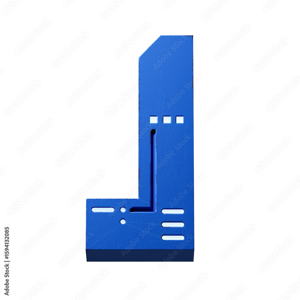 Fototapete futuristic style font concept. numbers and letters. 3d rendering isolated on black background
