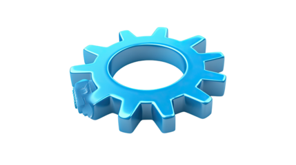 Cogwheel gear setting symbol representing technical support and system configuration isolated on white background
