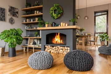 Cozy living room with fireplace