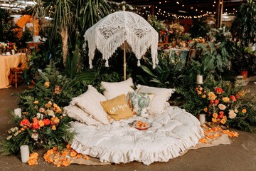 Relaxing, boho seating area