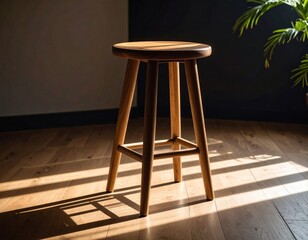 Wooden stool in sunlight