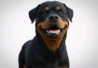 happy cute baby rottweiler dog pet, cartoon 3d render, white background