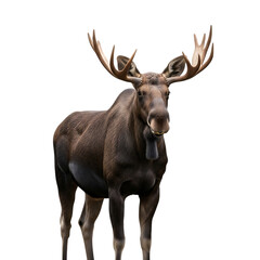 Majestic bull moose with large antlers isolated on transparent background