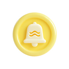 Fototapeta premium Cute 3d rendered yellow bell icon with wavy lines isolated on transparent background