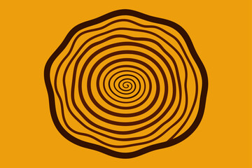 Fototapeta premium Curved Tree Rings Drawn Over Textured Woodgrain Background