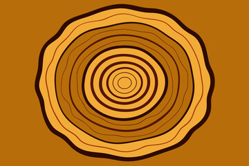 Fototapeta premium Curved Tree Rings Drawn Over Textured Woodgrain Background Art