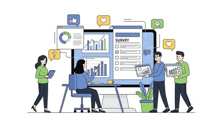 Fototapeta premium Business team collaborating on data analysis and survey results.