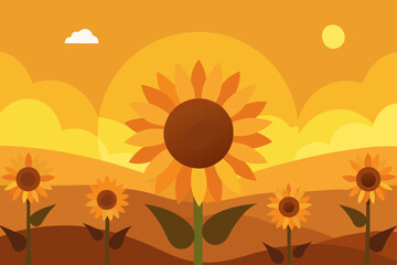 Sunflower Field With Glowing Sun Bokeh And Warm Tones