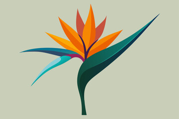 Tropical Bird Of Paradise Flower Against Soft Gradient Art