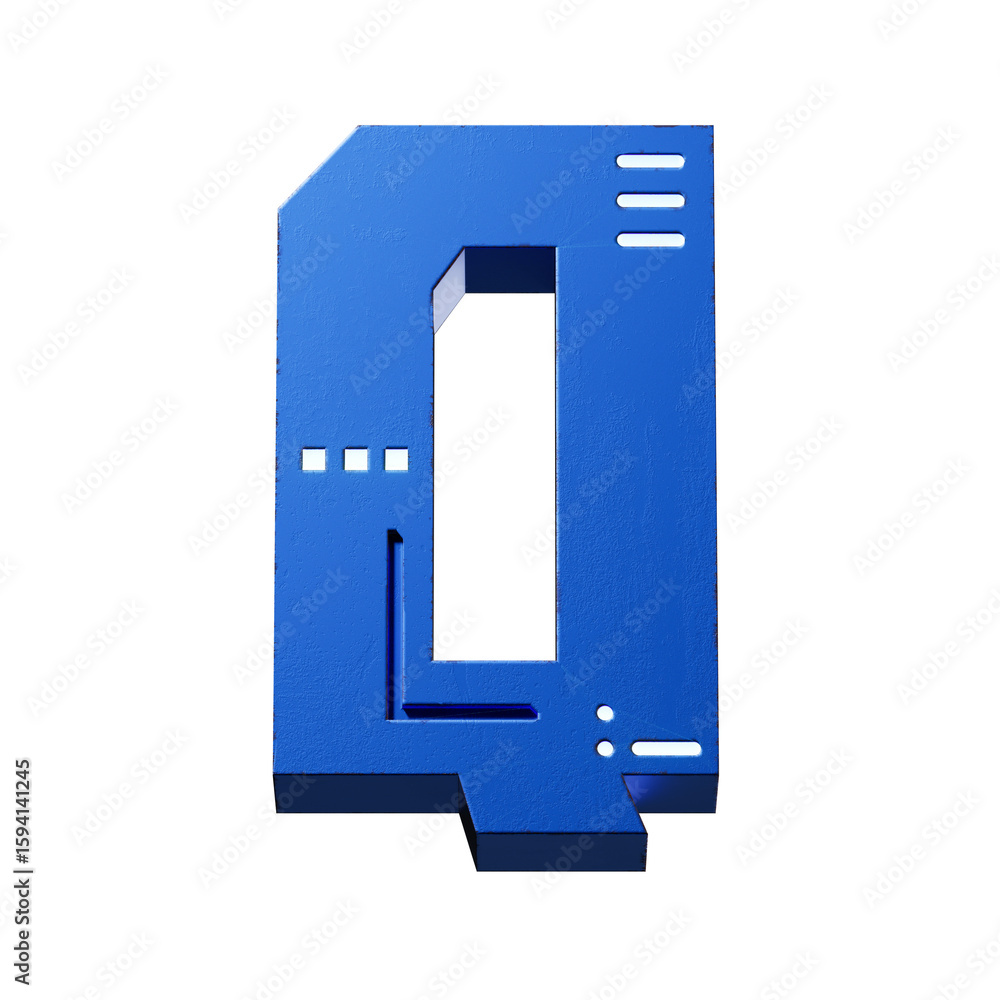 Fototapete futuristic style font concept. numbers and letters. 3d rendering isolated on black background