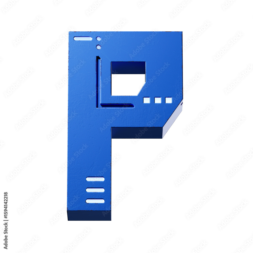 Fototapete futuristic style font concept. numbers and letters. 3d rendering isolated on black background