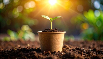 Young sprout in a biodegradable pot (1)