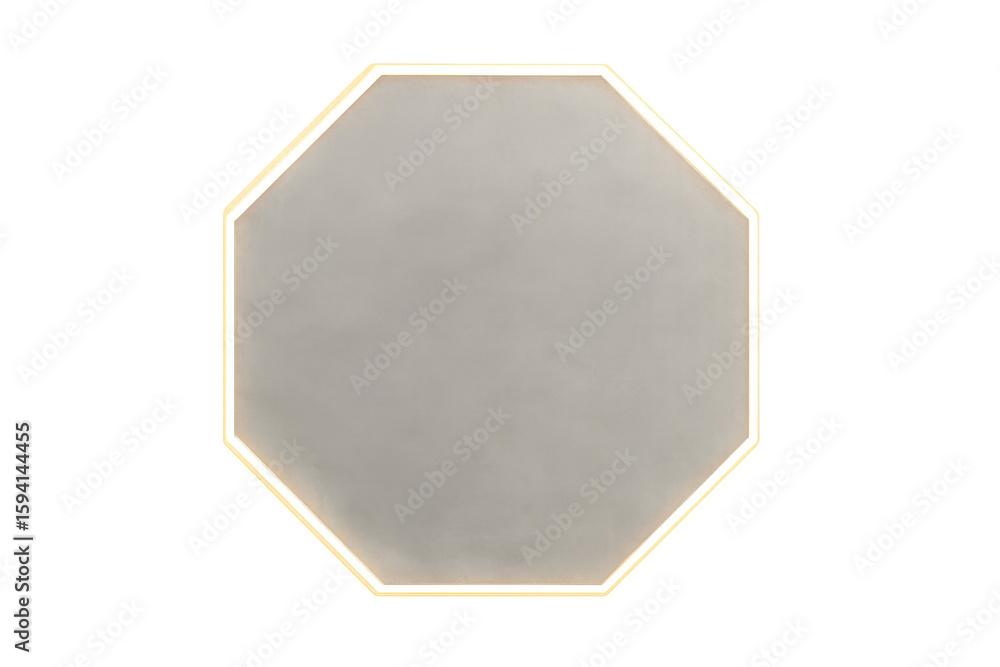 Aufkleber sleek octagonal mirror with built-in illumination, floating against minimalist white backdrop for se