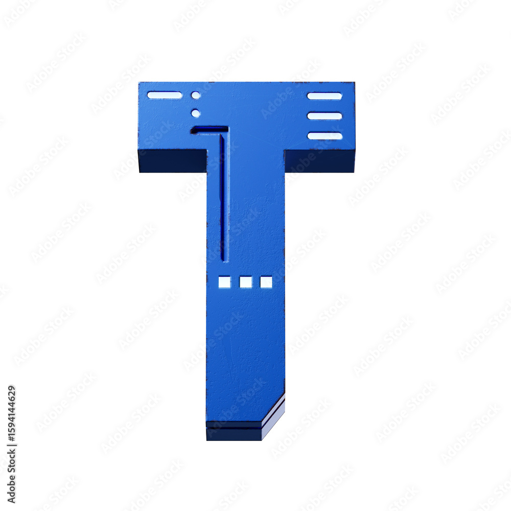 Fototapete futuristic style font concept. Numbers And Letters. 3d rendering isolated on black background