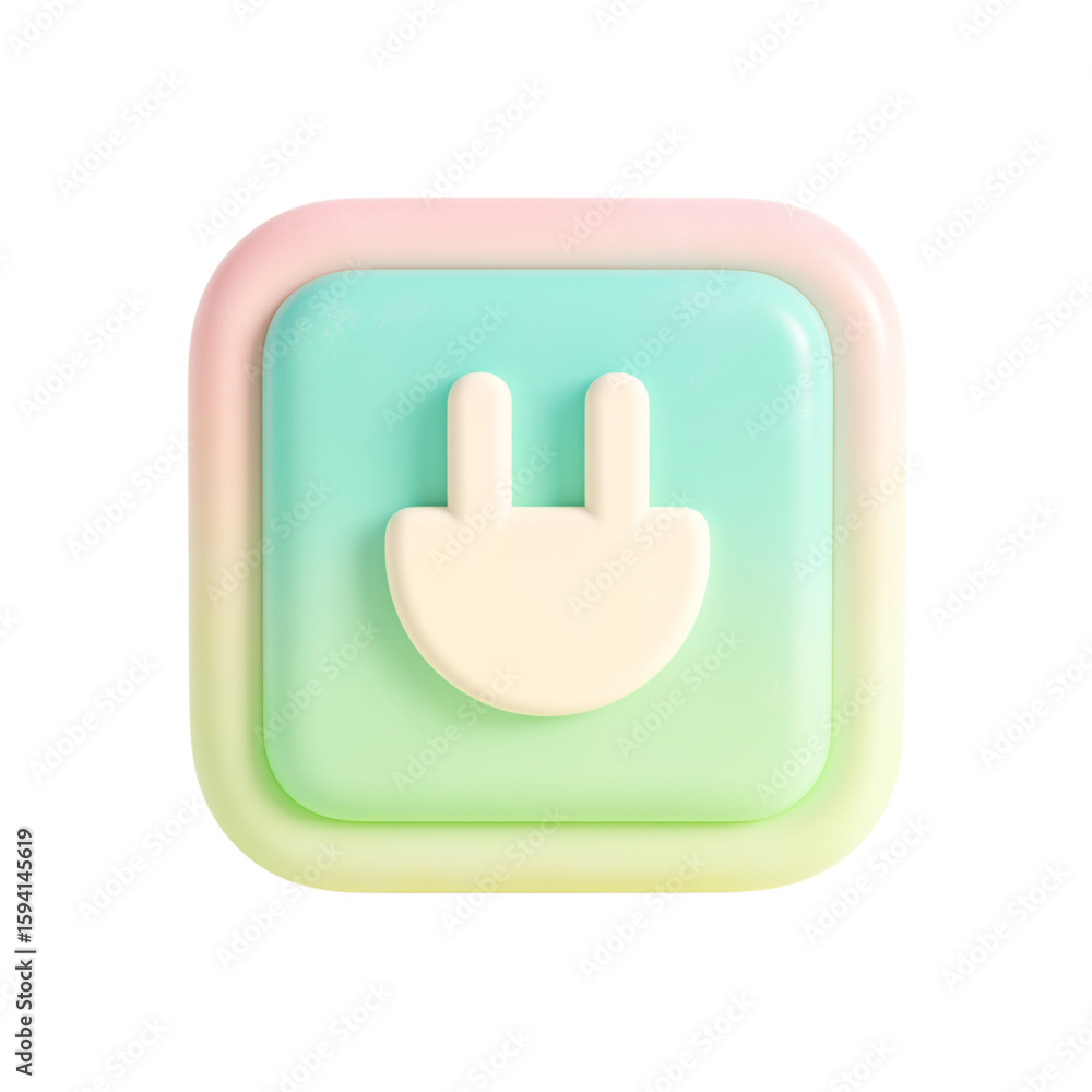 Fototapete 3d rendered electric plug icon with soft pastel gradient layers isolated on transparent background