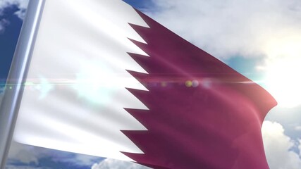 Waving flag of qatar animation - Powered by Adobe