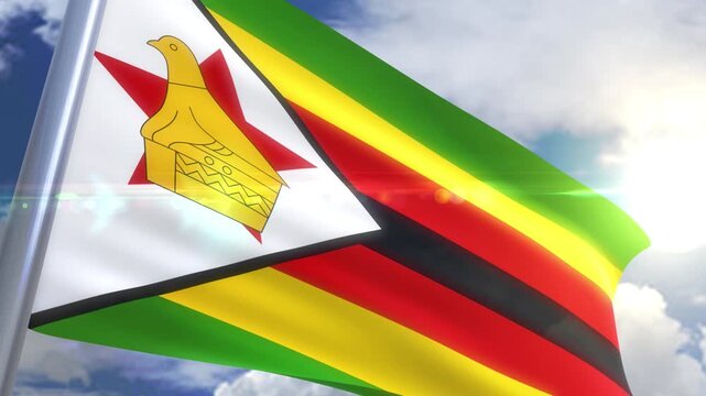 Waving flag of zimbabwe animation