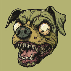 Zombie Rottweiler Head – Horror Dog Art for T-Shirts, Stickers & Print Designs