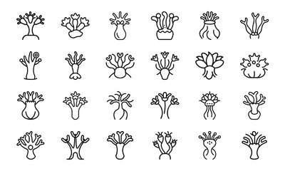 Bundle Anemone Icon Silhouettes Style White Background 4