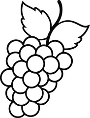 Bunch of Grapes Line Art Vector Illustration