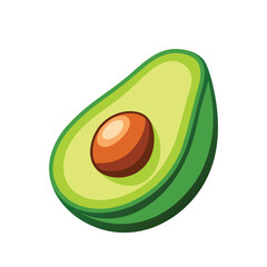 green avocado with seed, realistic vector cut for healthy food branding, skincare packaging, and nutrition infographics