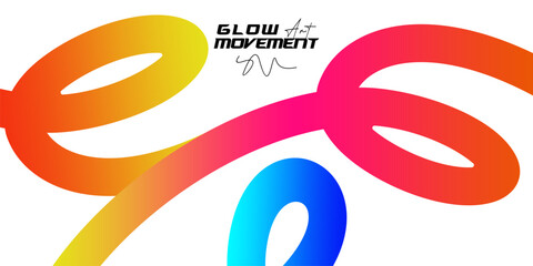 Gradient Lines Abstract Background. Wave Color Shapes Pattern. Vector 3D Curve Elements. Spiral Rainbow Ribbon Graphic Design. Digital Glow Art