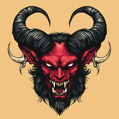 Angry Red Demon Head – Bold Vintage Horror Art for T-Shirts & Stickers


