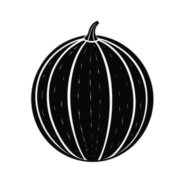 Melon Fruit Silhouette Vector Icon, Minimal Tropical Fruit Design