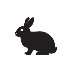 Fototapeta premium Rabbit with silhouette vector flat illustration design On White Background