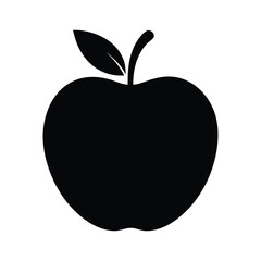 solid black apple silhouette, vector icon for healthy food, fruit branding, and minimalist design