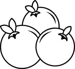three blueberry outline drawing, minimalist vector icon for healthy fruit, summer themes, and organic design