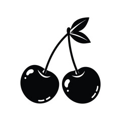 Two Cherries Silhouette Vector