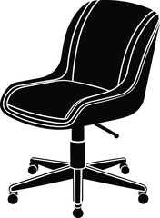 Curved seat leather office chair silhouette with ergonomic padded armrest design