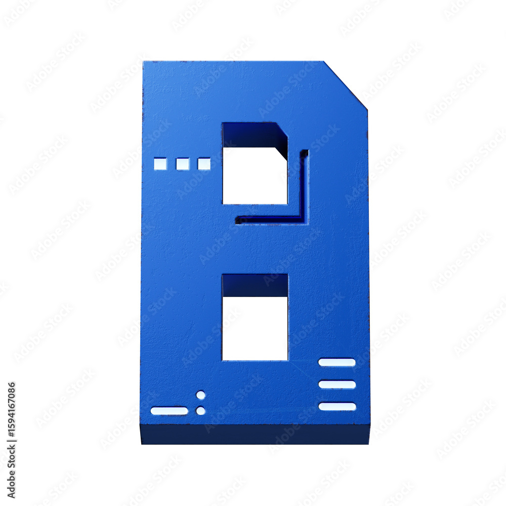 Poster futuristic style font concept. numbers and letters. 3d rendering isolated on black background