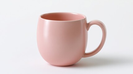 Ceramic coffee mug in guava pink color with matte surface and rounded handle isolated on white background for clean branding and product mockups