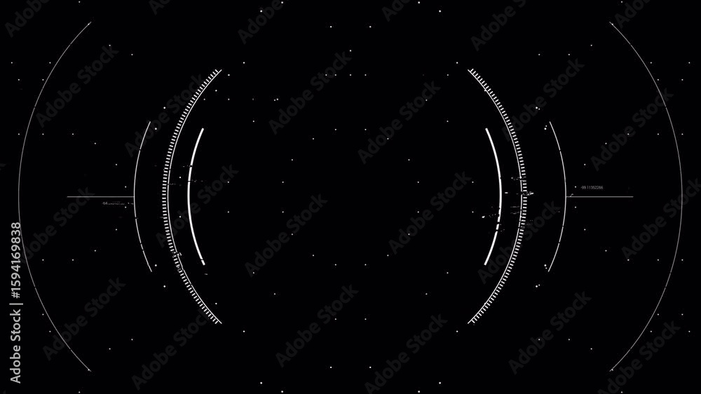 Aufkleber futuristic hud interface with white geometric elements and space background animation