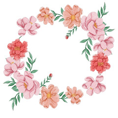 Vintage Anemone Watercolor Flower Wreath