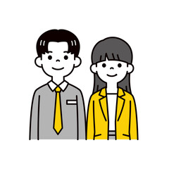 若い男女のビジネスパーソンの上半身イラスト素材セット＿ベクター