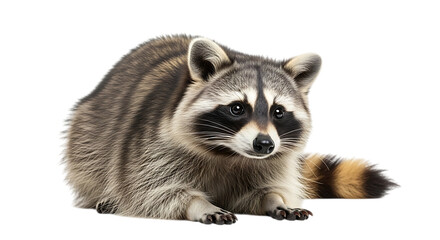 Fototapeta premium A cute raccoon with distinctive facial markings isolated on transparent background
