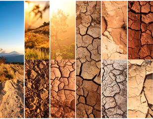 A collage of different natural Earth textures mixed in beautiful abstract background, Generative AI