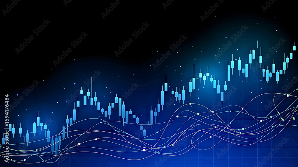 Poster abstract blue music background with equalizer wave and digital sound graph design