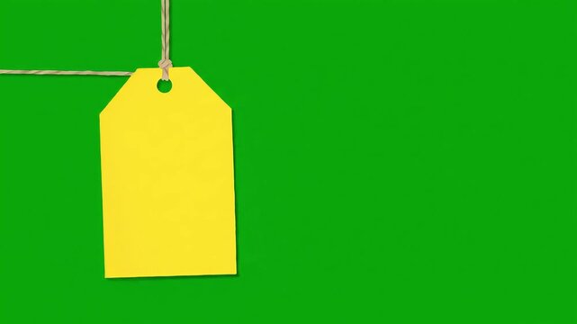 Blank Yellow Tag on Green Background - Perfect for Your Message